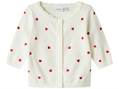 Name It knitted cardigan cloud dancer with heart embroidery